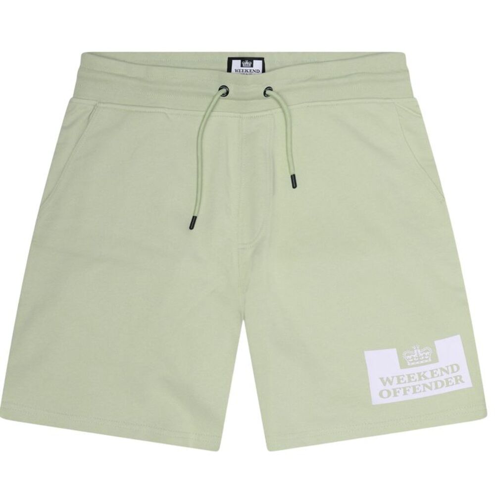 Weekend Offender Mens Parma Logo Sweat Shorts / Peppermint/White